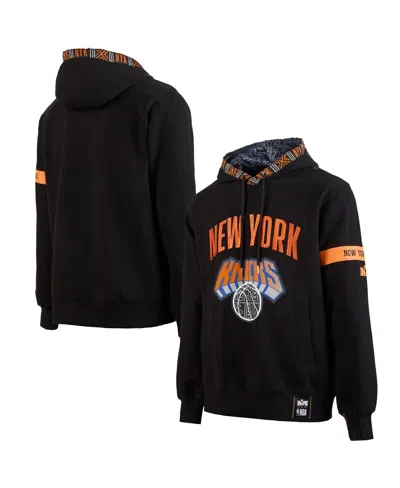 Two Hype X Nba Men's Black New York Knicks Culture Hoops Collection Premium Pullover Hoodie