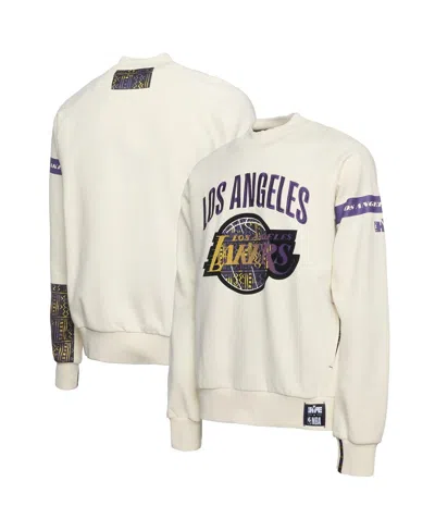 Two Hype X Nba Men's Cream Los Angeles Lakers Culture Hoops Collection Premium Pullover Sweatshirt In White