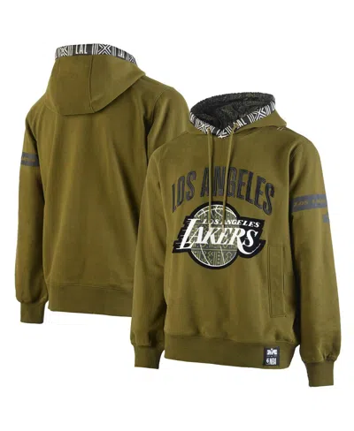 Two Hype X Nba Men's Olive Los Angeles Lakers Culture Hoops Collection Premium Pullover Hoodie