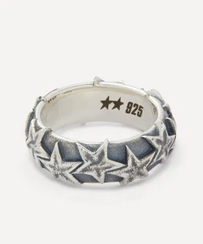 Two Jeys Mens Silver Star Glaze Band Ring