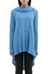 Two Lines By Marcella Berkeley Hooded Tunic Top In Azure Blue