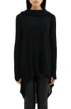 Two Lines By Marcella Berkeley Hooded Tunic Top In Black