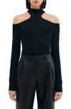Two Lines By Marcella Cairo Cutout Mock Neck Top In Black