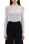 Two Lines By Marcella Cairo Cutout Mock Neck Top In Storm Gray