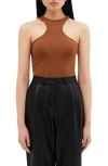 Two Lines By Marcella Chauncey Rib Racerback Tank In Cinnamon Brown