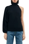 Two Lines By Marcella Glasgow Turtleneck One-shoulder Top In Black
