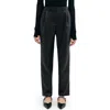 Two Lines By Marcella Lyon High Waist Faux Leather Straight Leg Pants In Black