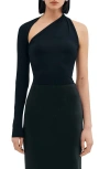 Two Lines By Marcella Milan One-shoulder Jersey Top In Black
