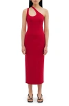 Two Lines By Marcella Norwood One-shoulder Midi Dress In Red