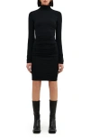 Two Lines By Marcella Reykjavik Long Sleeve Turtleneck Dress In Black