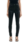 Two Lines By Marcella Santiago Faux Leather High Waist Pants In Black