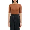 Two Lines By Marcella Seneca Rib Top In Cinnamon Brown