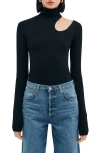 Two Lines By Marcella Sutter Cutout Long Sleeve Shirt In Black