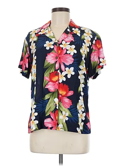 Pre-owned Two Palms Short Sleeve Blouse In Black