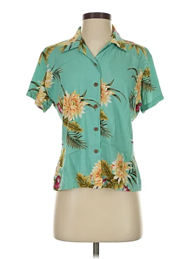 Pre-owned Two Palms Short Sleeve Blouse In Blue