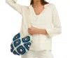 Two's Company Cotton Crochet Shoulder Bag In Blue And White In Multi