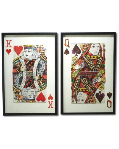 Two's Company Discontinued  Set Of 2 Playing Card Paper Collage Wall Art