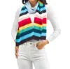 Two's Company Extra Long Striped Scarf In Heathered Blue And Multi Stripe In Multi