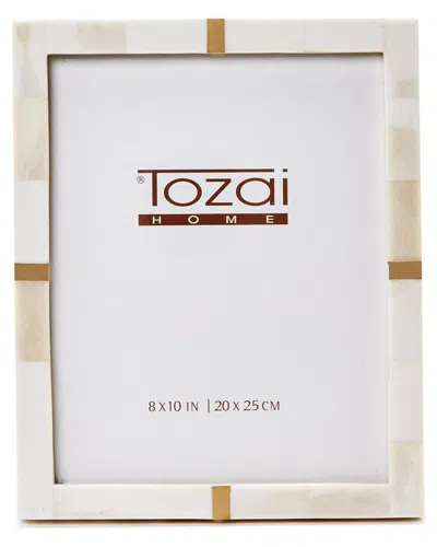 Two's Company Tozai Bone And Brass 8 X 10 Photo Frame In White