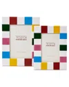 Two's Company Tozai Colorblock Set Of 2 Photo Frames In Multicolor