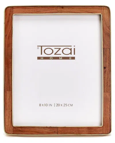 Two's Company Tozai Wood 8x10 Rounded Edge With Brass Photo Frame In Brown