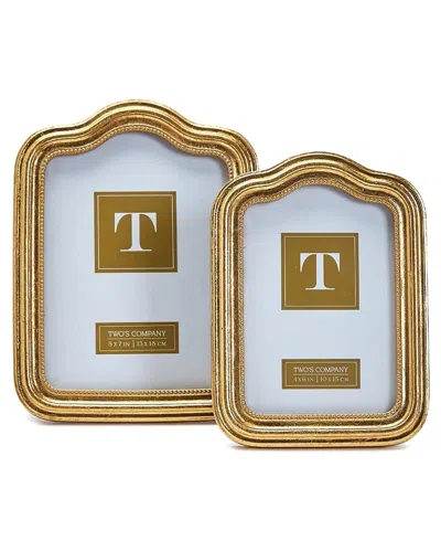 Two's Company Arcade Gold Set Of 2 Photo Frames In Yellow