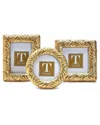 TWO'S COMPANY TWO'S COMPANY FANSHELL SET OF 3 GOLD LEAF PHOTO FRAMES