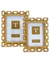 Two's Company Gold Chain Set Of 2 Photo Frame In Yellow