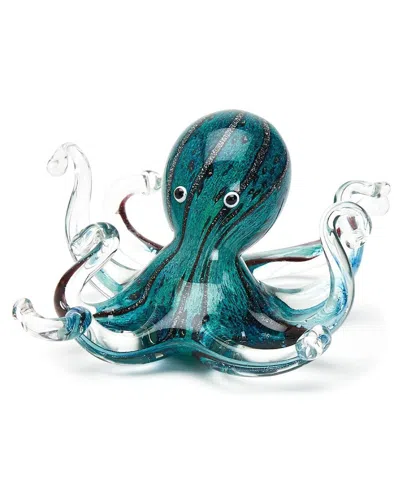 Two's Company Octopus Hand-blown Glass Figurine In Blue