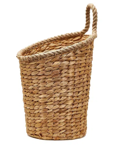 Two's Company Rice Nut Weave Hanging Storage / Planter Basket In Brown