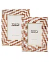 Two's Company Set Of 2 Brick Mosaic Photo Frames In Brown
