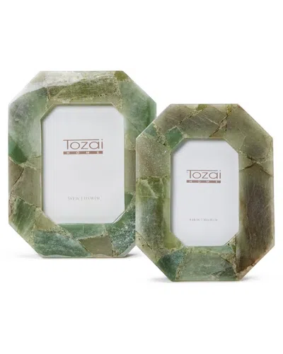 Two's Company Set Of 2 Green Quartz Photo Frames
