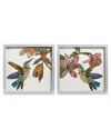 Two's Company Set Of 2 Humming Birds Paper Collage Wall Art In Multicolor