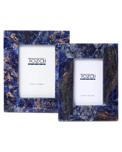 Two's Company Set Of 2 Sodalite Photo Frames In Blue