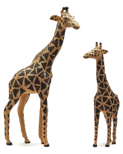 Two's Company Set Of 2 Standing Giraffes In Brown