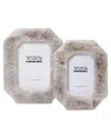 Two's Company Set Of 2 White Quartz Photo Frames In White