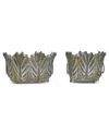 TWO'S COMPANY TWO'S COMPANY SET OF 2 ZINC GARDEN LEAF PLANTERS