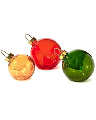 Two's Company Set Of 3 Christmas Ball Large Ball Ornaments In Multi