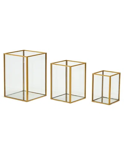 Two's Company Set Of 3 Rectangular Windows Vases In No Color
