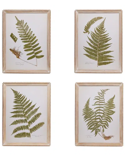 Two's Company Set Of 4 Fanciful Fern Wall Art In Green