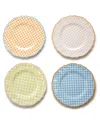 TWO'S COMPANY TWO'S COMPANY SET OF 4 GINGHAM GARDEN MELAMINE DINNER PLATES