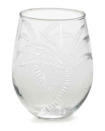 Two's Company Set Of 4 Palm Tree Stemless Wine Glasses In No Color