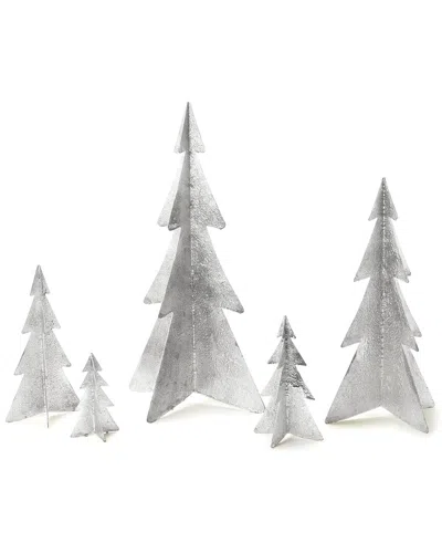 Two's Company Set Of 5 Hand-crafted Silver Trees