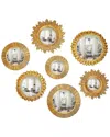 Two's Company Set Of 7 Gold Leaf Convex Wall Mirrors In Gold