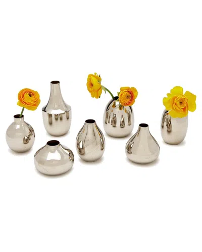 Two's Company Set Of 7 Silver-plated Nickel Vases In Gray