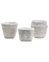 TWO'S COMPANY TWO'S COMPANY WHITEWASHED SET OF 3 BASKET PATTERN PLANTERS