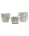 Two's Company Whitewashed Set Of 3 Basket Pattern Planters In White