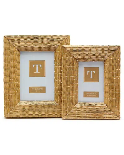 Two's Company Woven Reeds Set Of 2 Cane Photo Frames In Brown