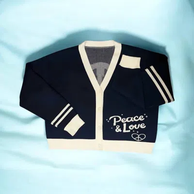 Two To Five Women's Peace Love Cardigan In Navy Blue