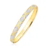 Two-tone Gold 10k  Geometric Diamond Motif Bangle In Multi